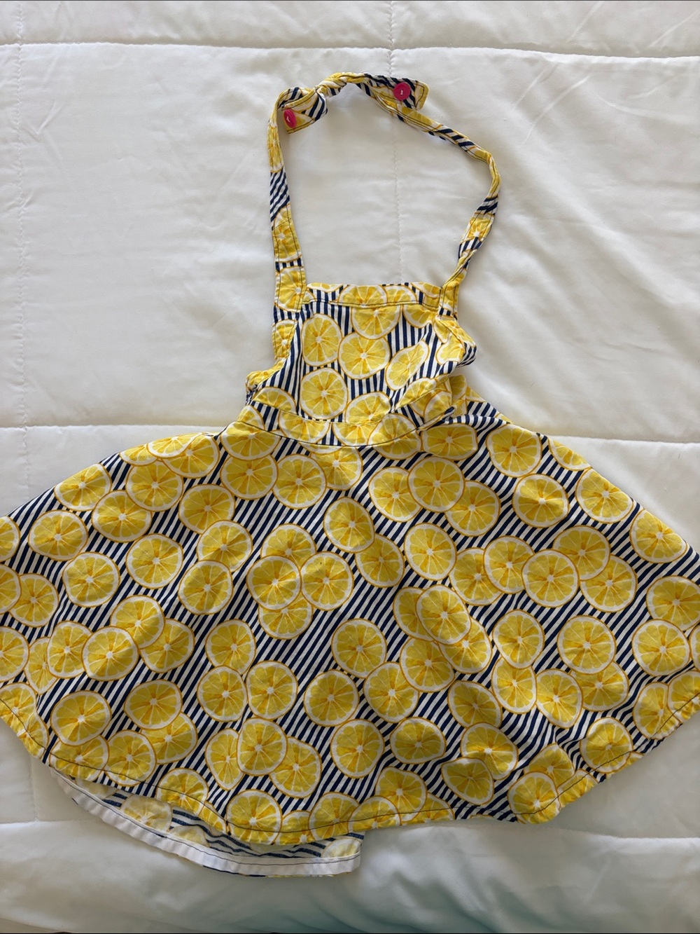 Yellow Lemon Print Kids Apron Dress